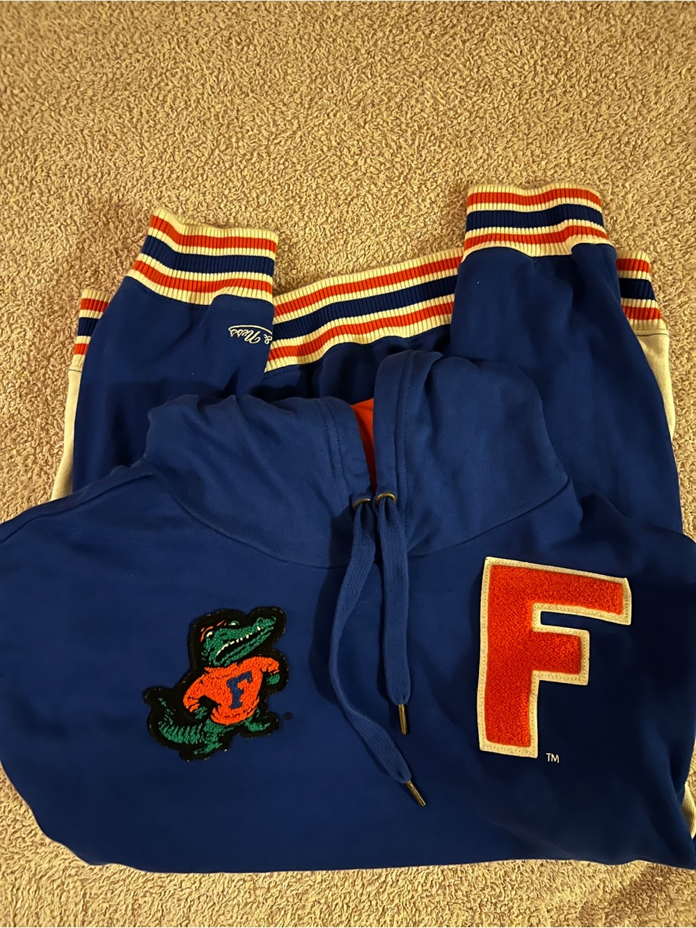 Mitchell & Ness Royal Blue Hoodie with Orange 'F' Patch